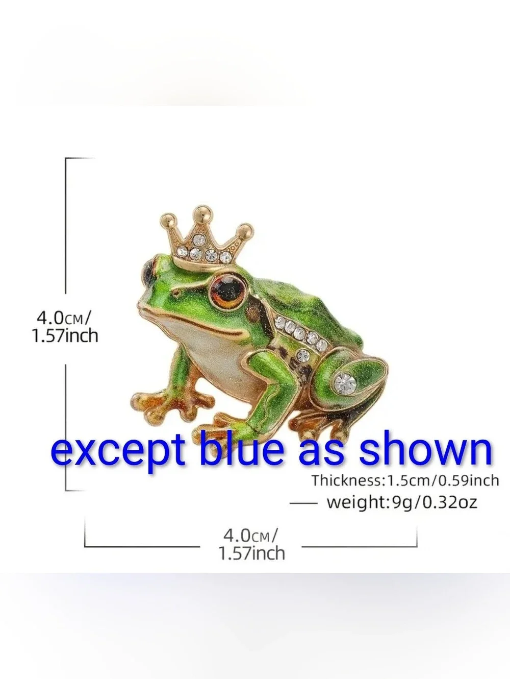 Blue Jeweled Frog Brooch with Gold Accents